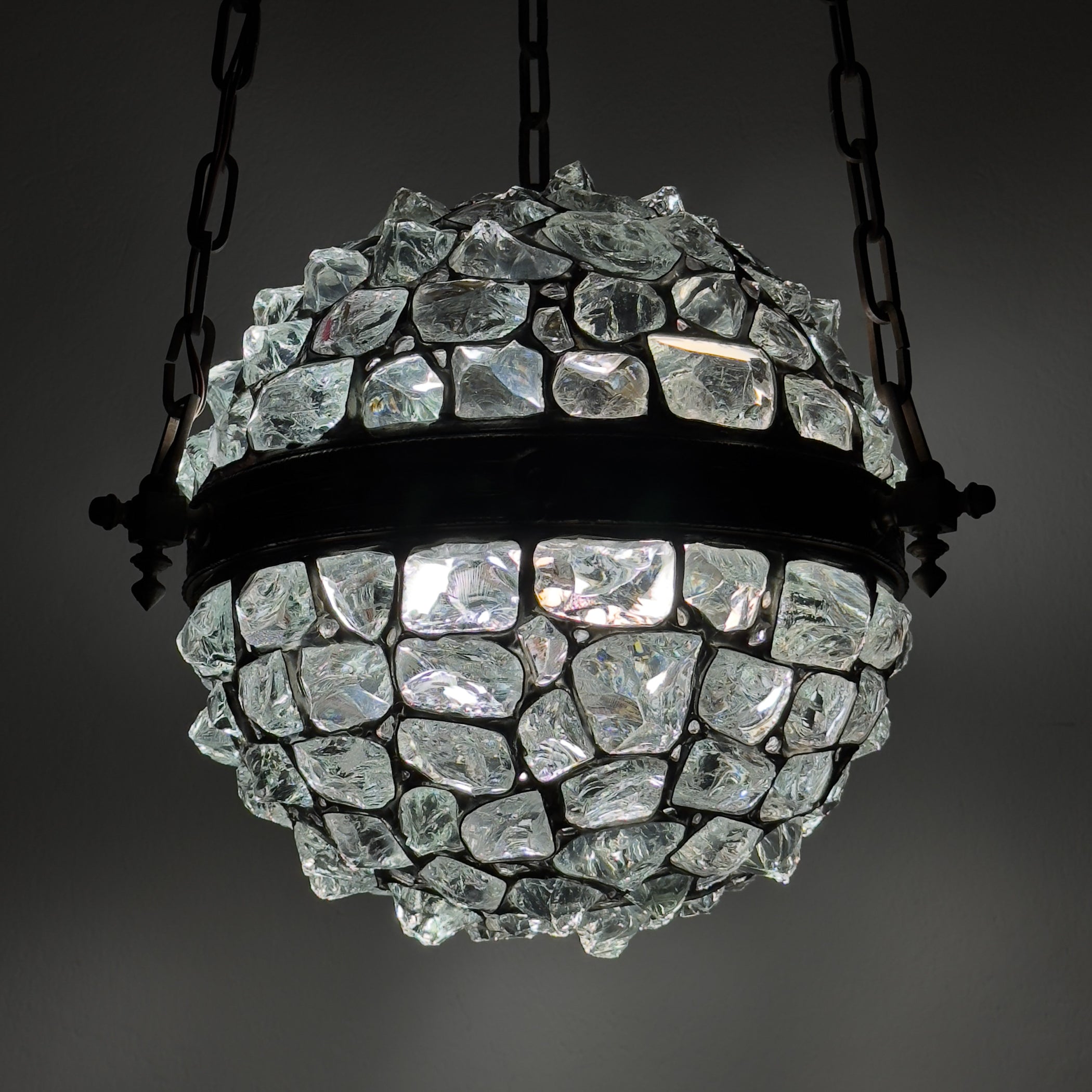 Antique chandelier on chains in Art Nouveau style, Austria, early 20th century