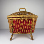 Vintage rattan basket, Italy 1950s