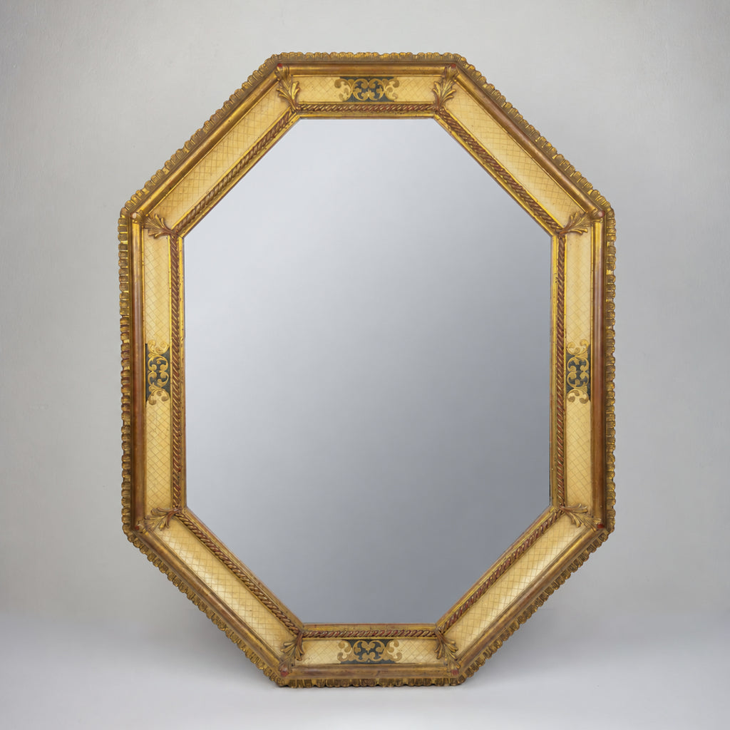 Vintage Large Wooden Wall Mirror, Italy 1930s