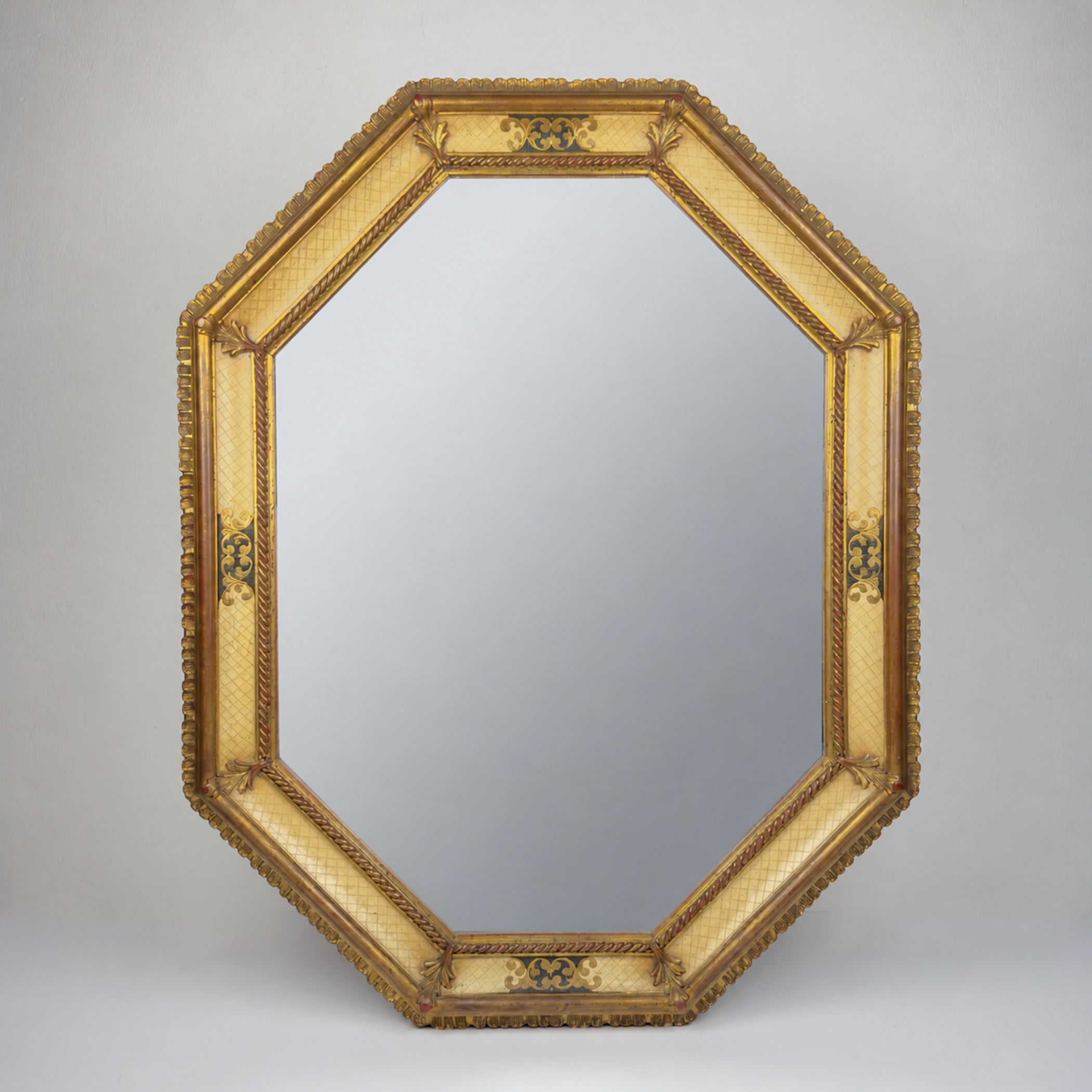 Vintage Large Wooden Wall Mirror, Italy 1930s