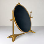 Vintage tabletop vanity mirror from brass, Italy, 1950s