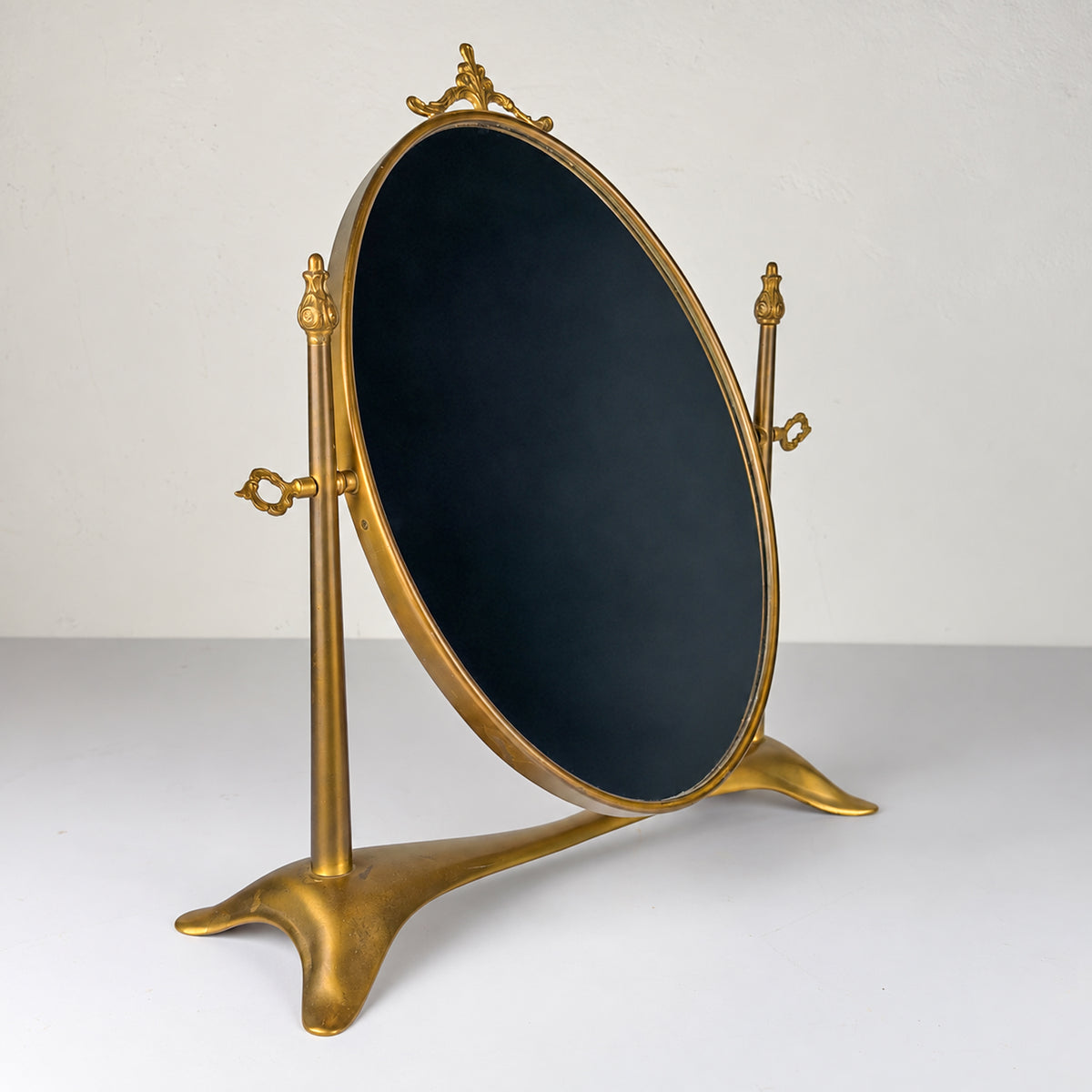 Vintage tabletop vanity mirror from brass, Italy, 1950s