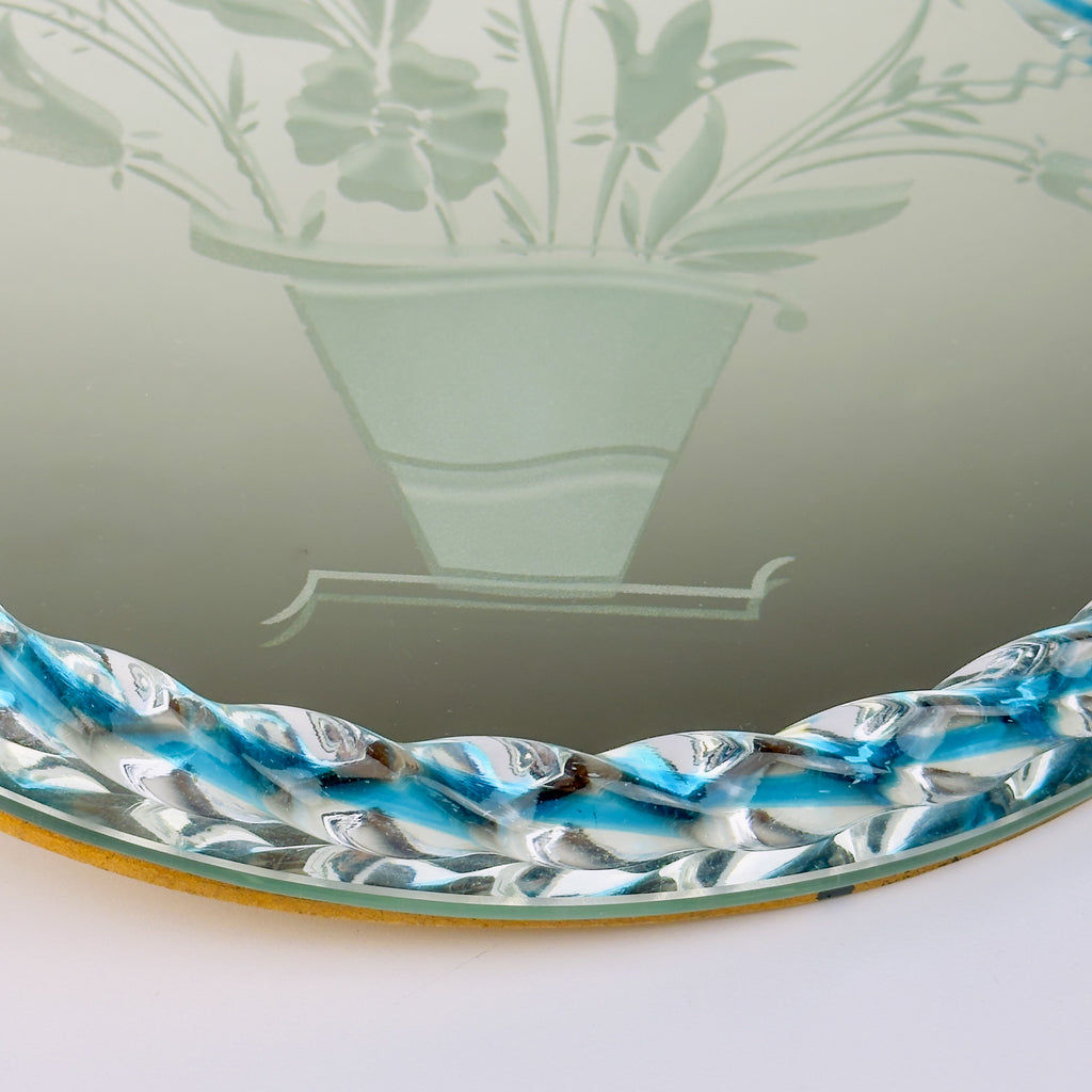 Vintage Venetian glass Mirror Tray, Italy 1950s