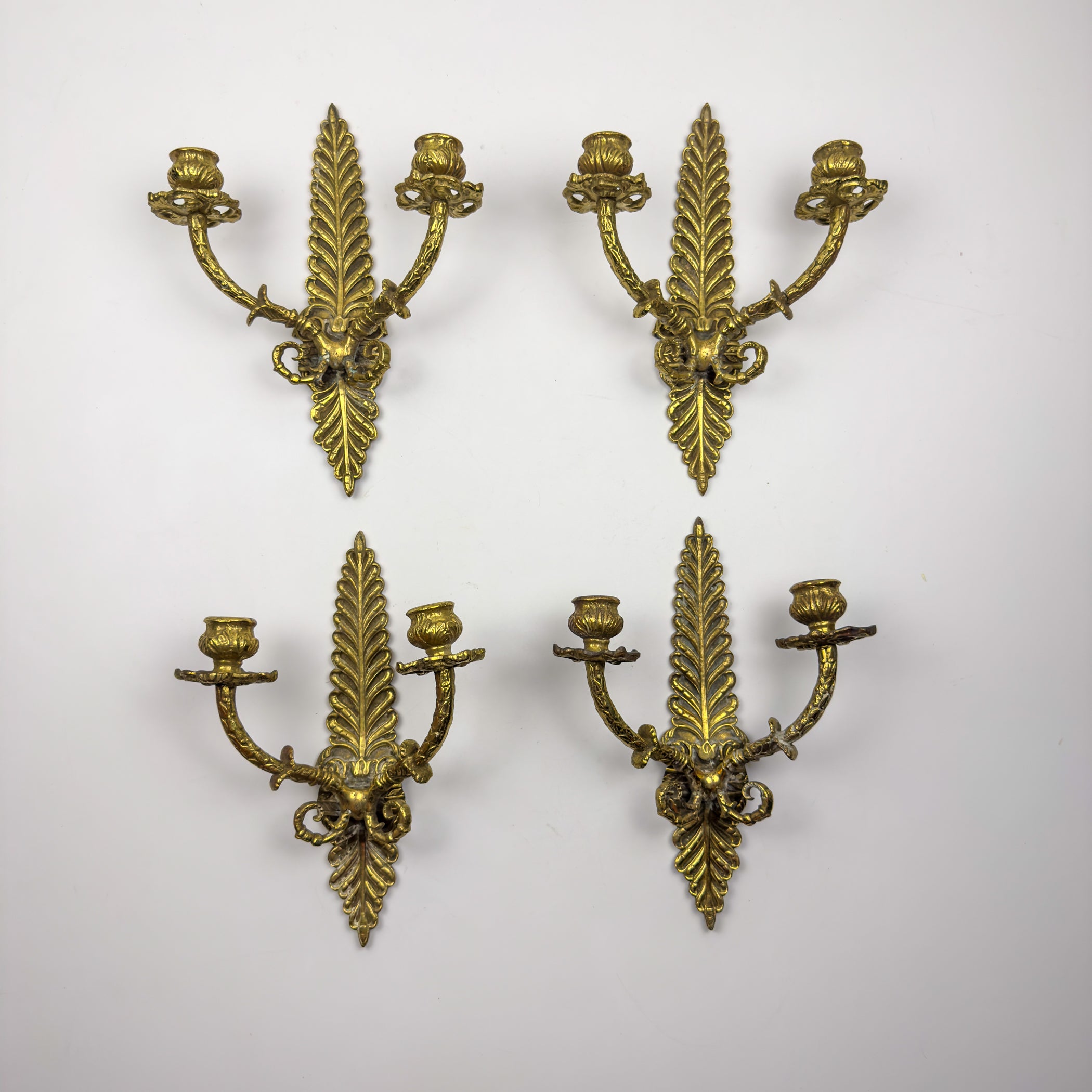 Antique Empire Bronze Wall Candle Sconce, Italy, Late 19th Century