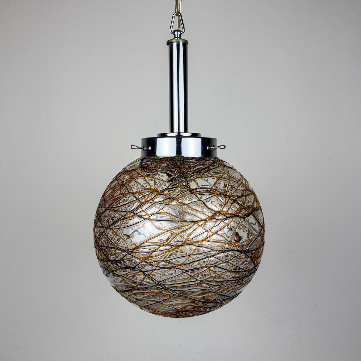 Vintage Murano sphere ball pendant lamp, Italy 1960s