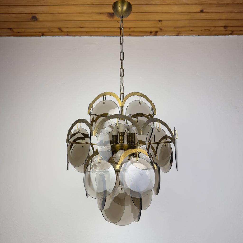 Smoked Murano chandelier by Gino Vistosi, Italy 1970s