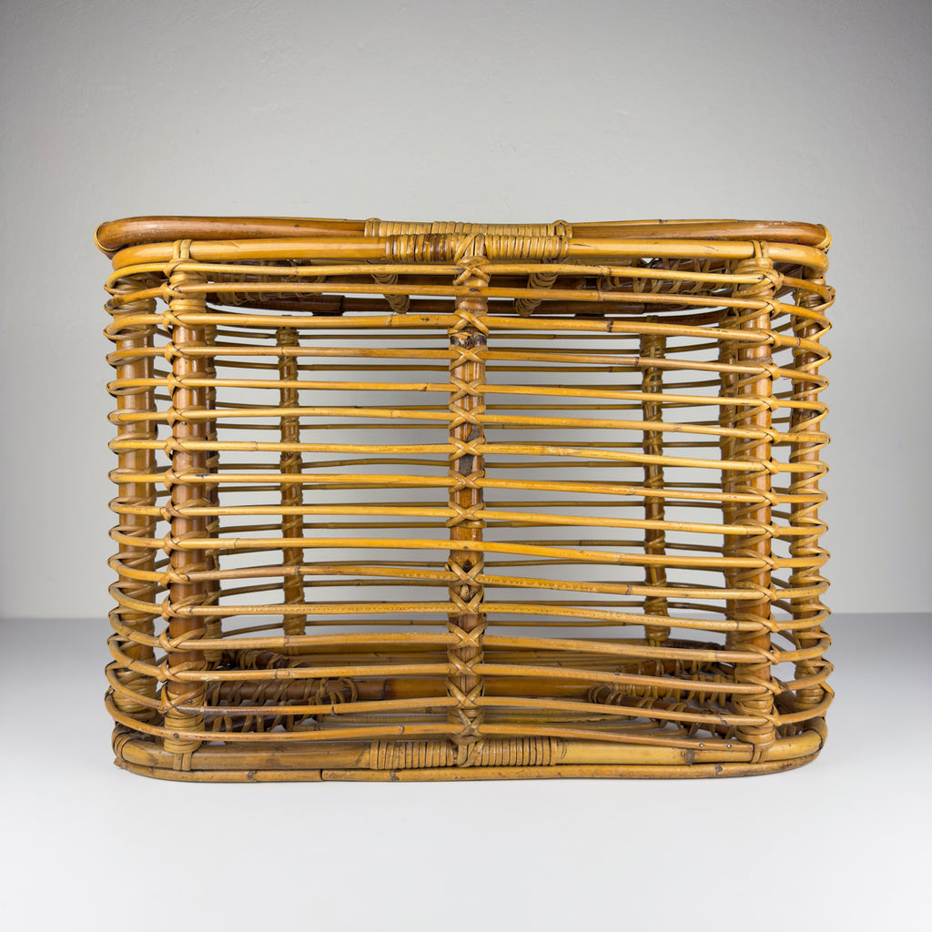 Vintage rattan basket, Italy 1960s