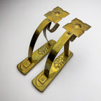 Antique Art Nouveau Brass Curtain Rod Brackets, Set of 2, Austria 1900s