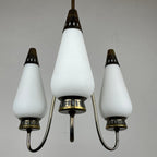 Vintage brass chandelier Italy 1950s Mid-century Art Deco design