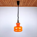 Mid-century orange glass pendant lamp Yugoslavia 1970s Retro lighting Space age