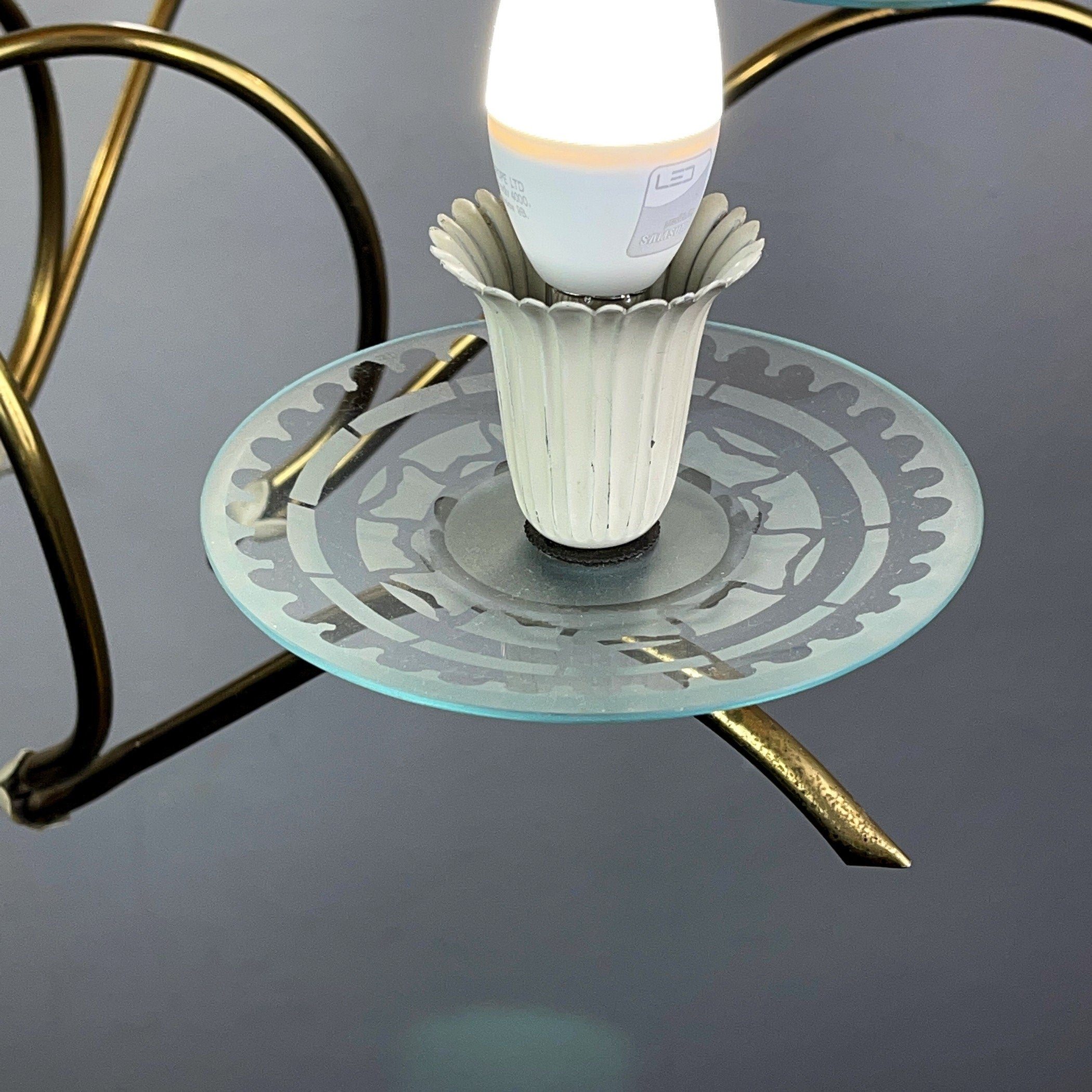Mid-Century Fontana Arte Chandelier: Brass & Glass, Pietro Chiesa, 1940s