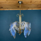 Vintage Murano Ice glass chandelier Italy 1970s Mid-century modern italian lighting