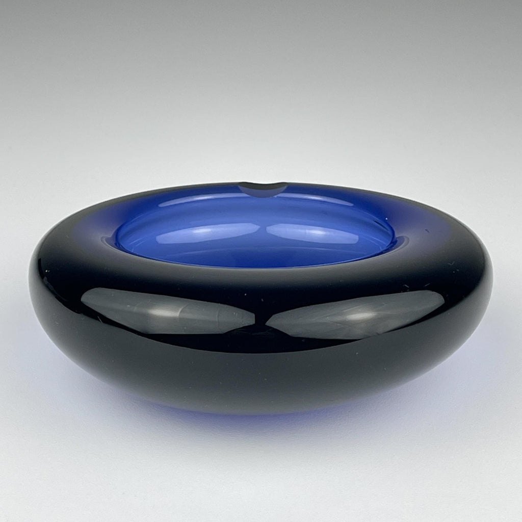 Original blue glass ashtray by Per Lütken for Holmegaard, Denmark, 1962