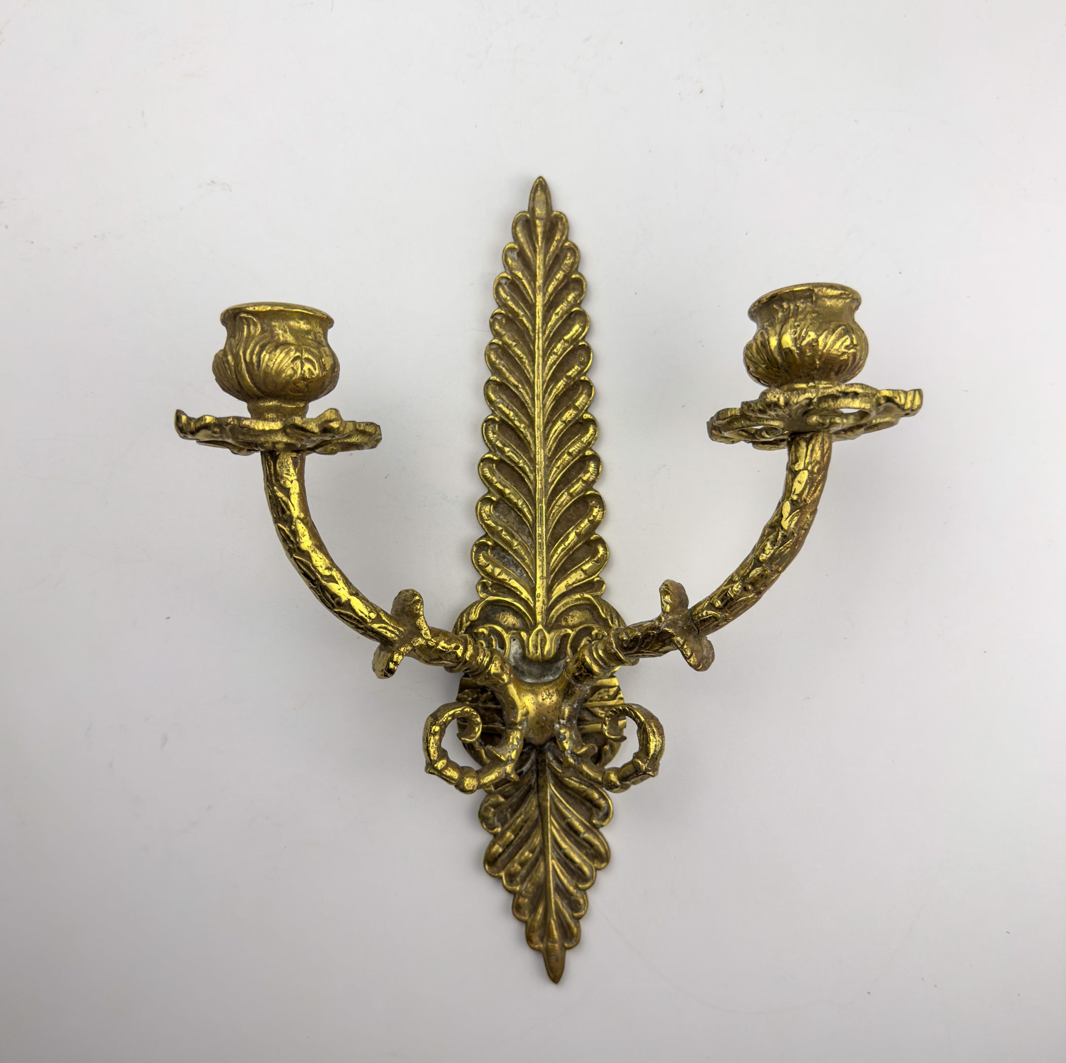 Antique Empire Bronze Wall Candle Sconce, Italy, Late 19th Century