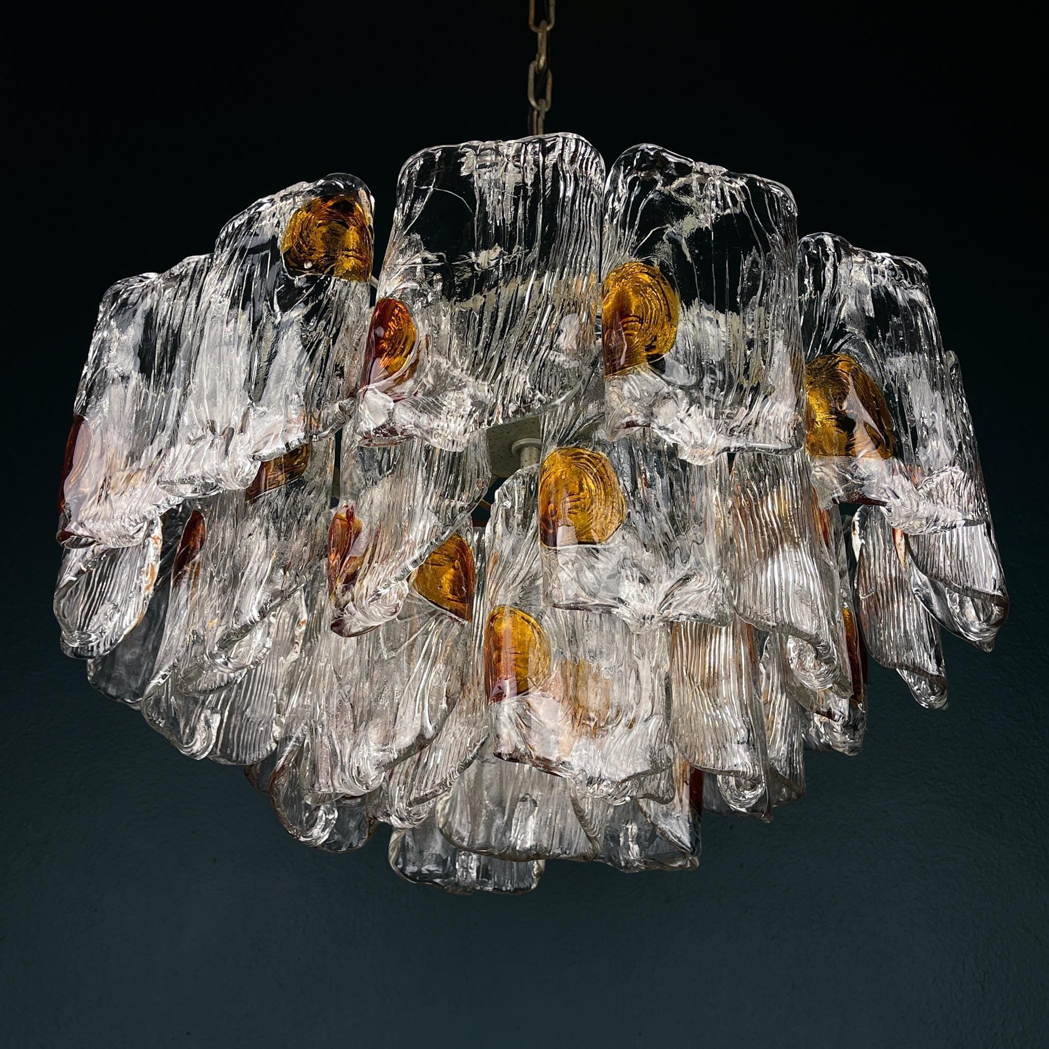 Murano glass chandelier by Mazzega, Italy, 1960s, Vintage home decor
