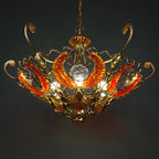 Vintage Metal and murano glass chandelier by MM Lampadari Italy 1990s