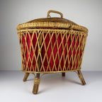 Vintage rattan basket, Italy 1950s