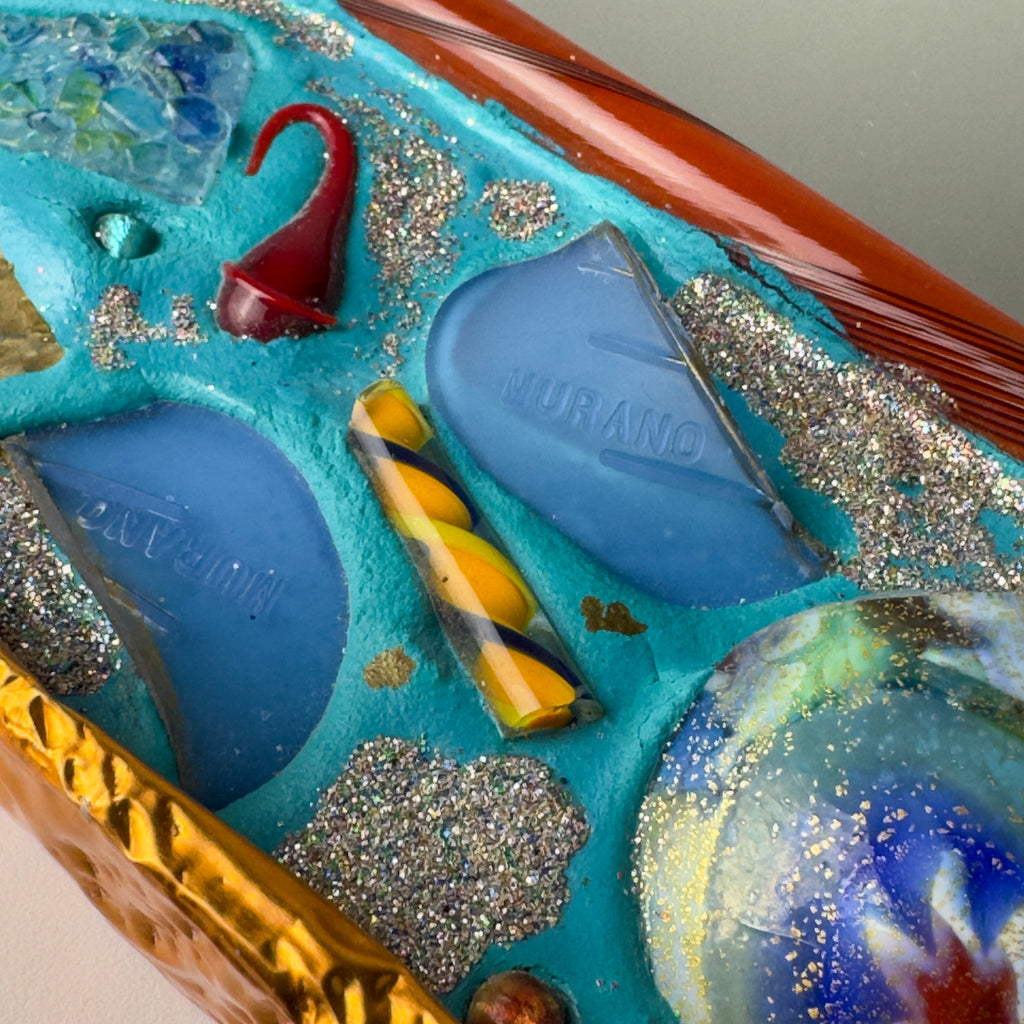 Mid-Century Murano Glass Mosaic Mirror by Zane Luigina "Fantasy Glass", Italy, 1990s