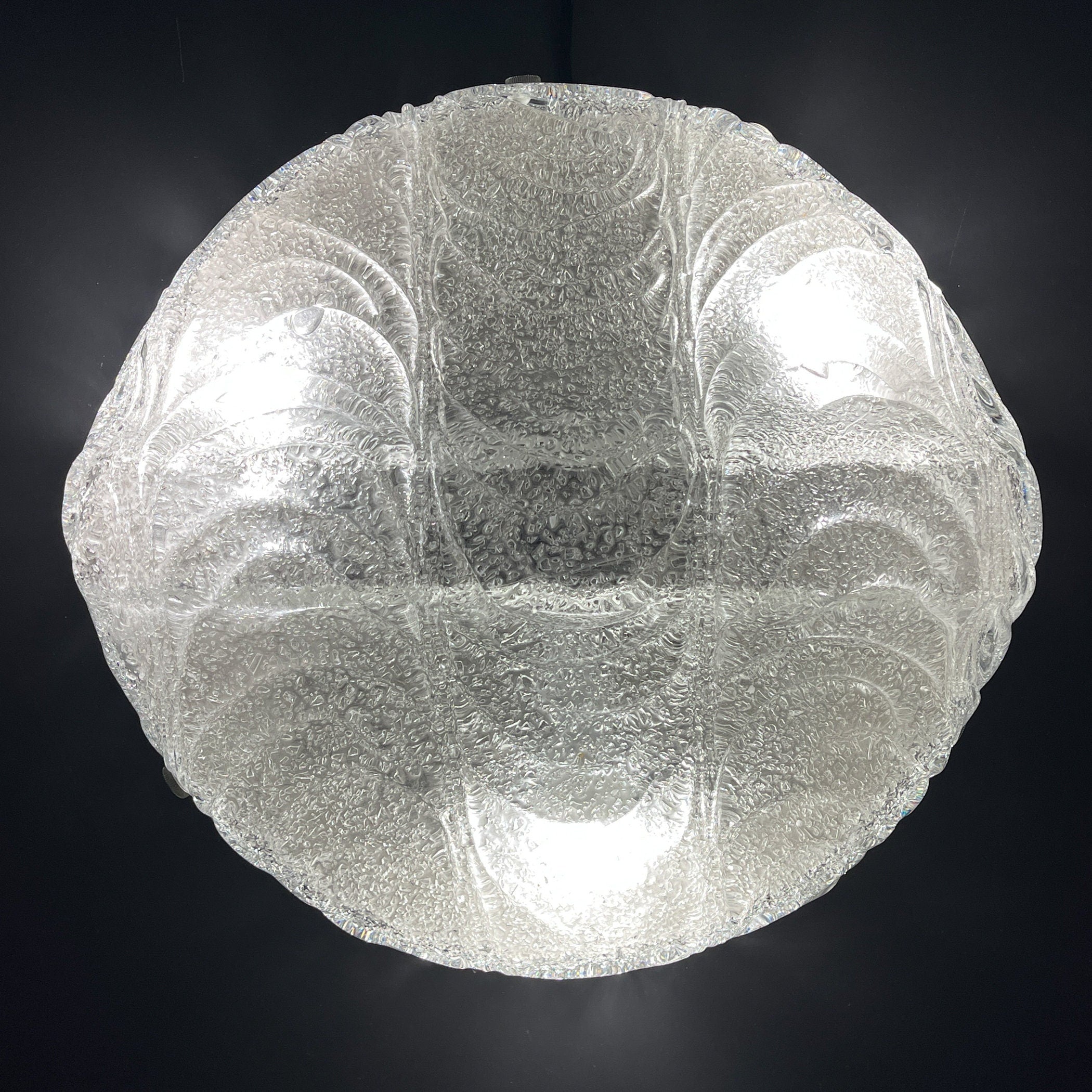 Large murano ice glass ceiling lamp by J.T.Kalmar, Austria, 1960s, Vintage home decor