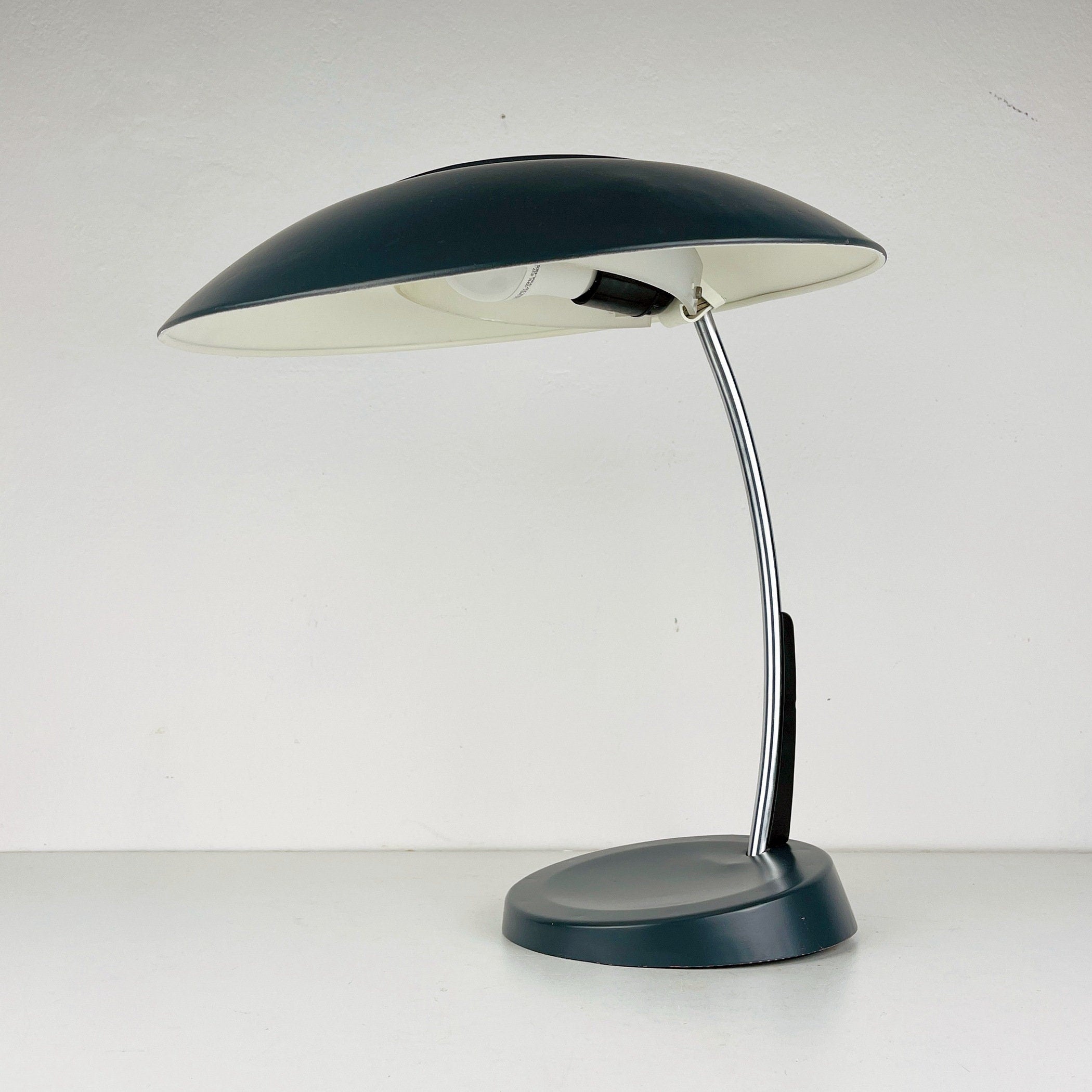 Mid-century grey desk lamp USSR 1972 Vintage gooseneck lamp