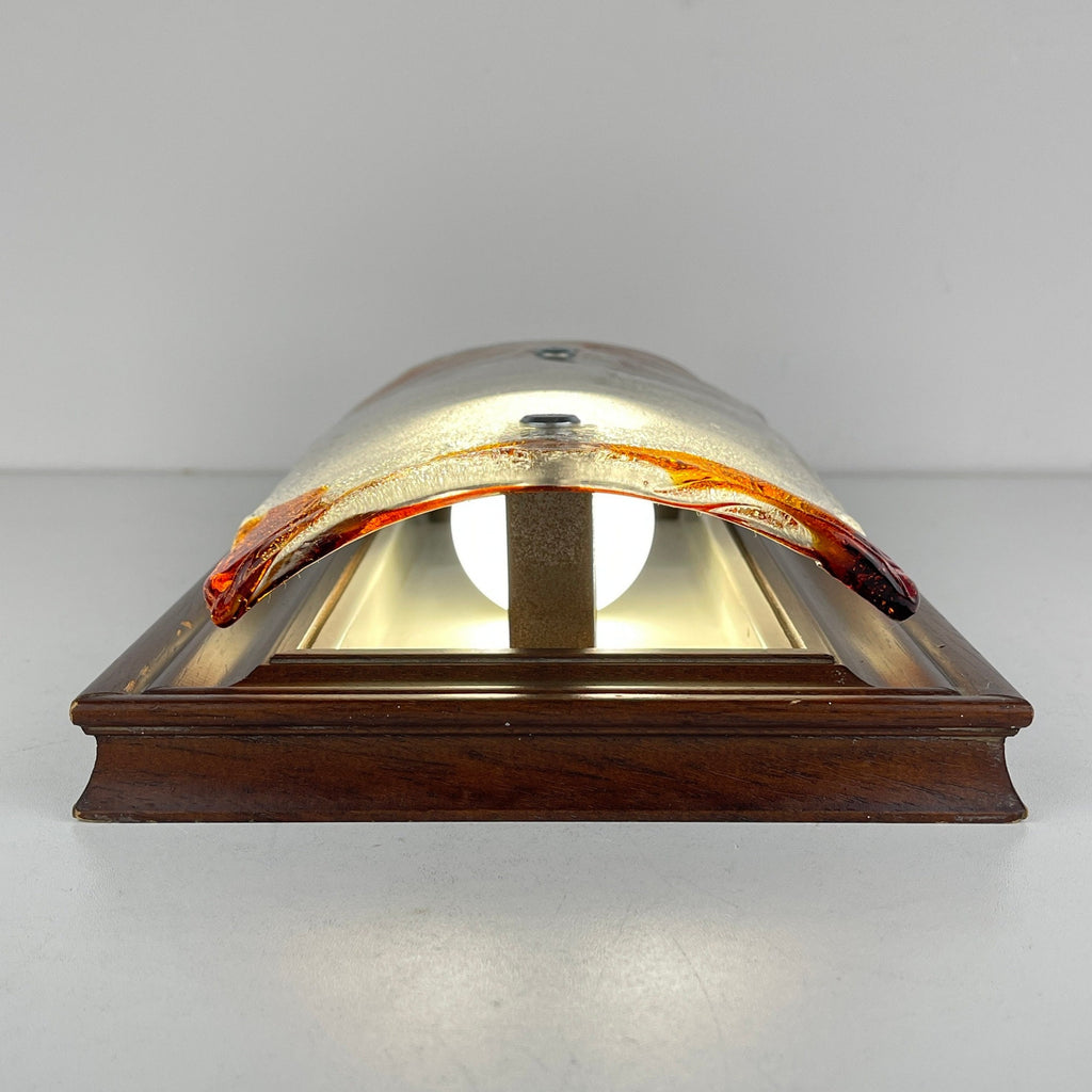 Vintage Wood Murano Wall lamp Italy, 1970s MCM Sconce Lamp