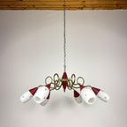 Vintage brass and murano glass chandelier by Stilnovo, Italy, 1960s, Italian Classic Design