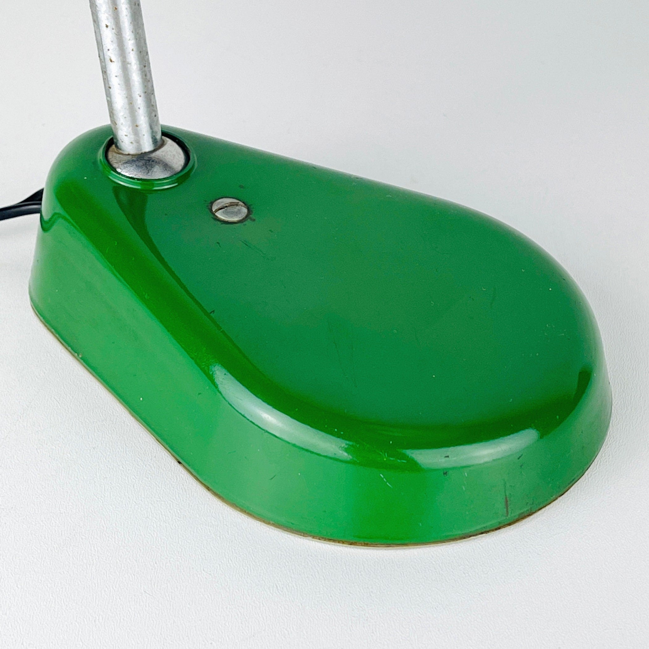 Green Industrial metal desk lamp A.Perazzone TORINO Italy 1960s Mid-century office table lamp