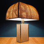 1970s Vintage Italian Travertine Marble Lamp with Brass Edge