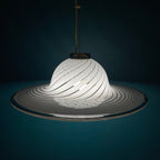 Classic swirl Murano glass pendant lamp Italy 1970s White Mid-century Lighting Vintage chandelier