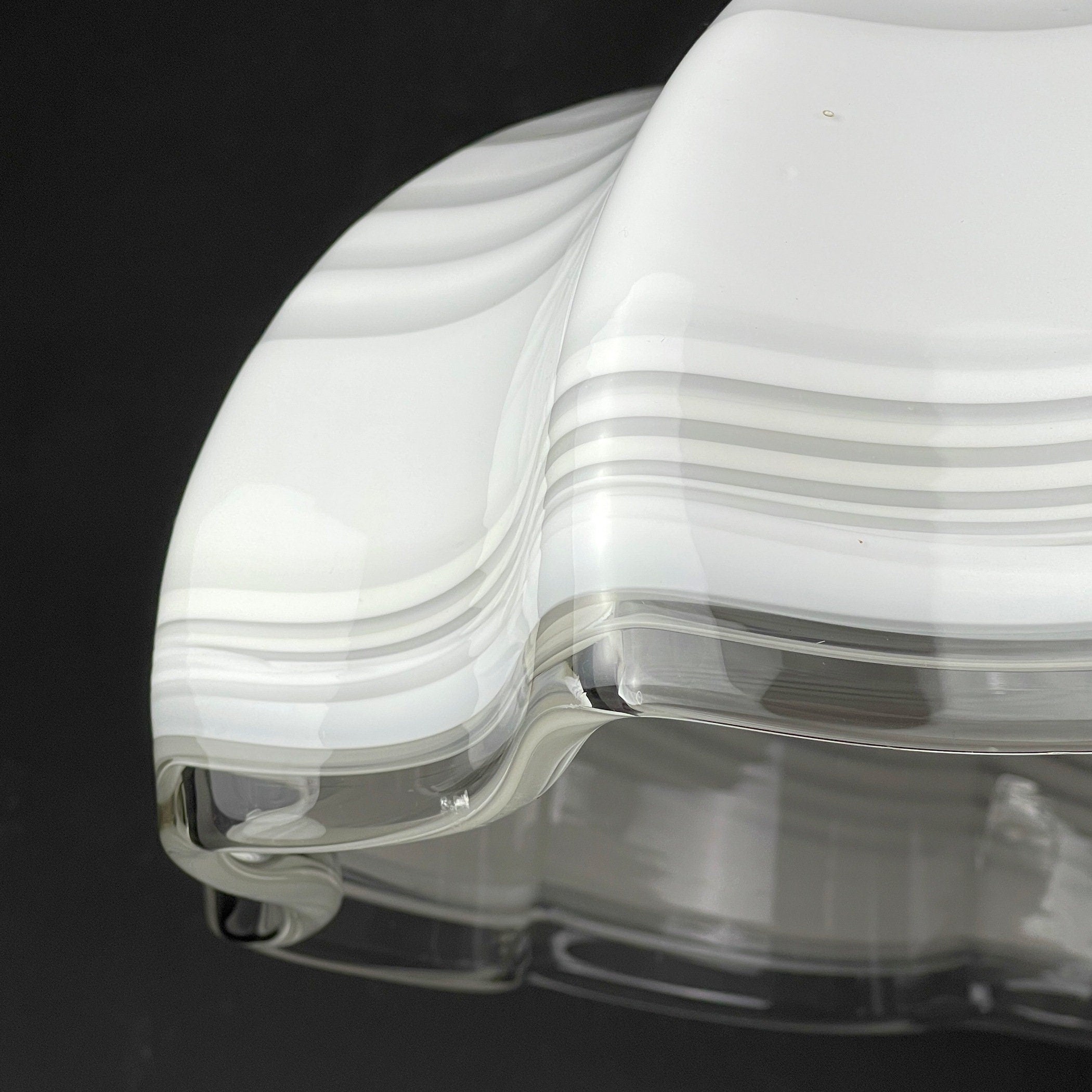 Vintage Swirl Murano Glass Pendant Lamp: 1970s Italian Mid-Century Lighting