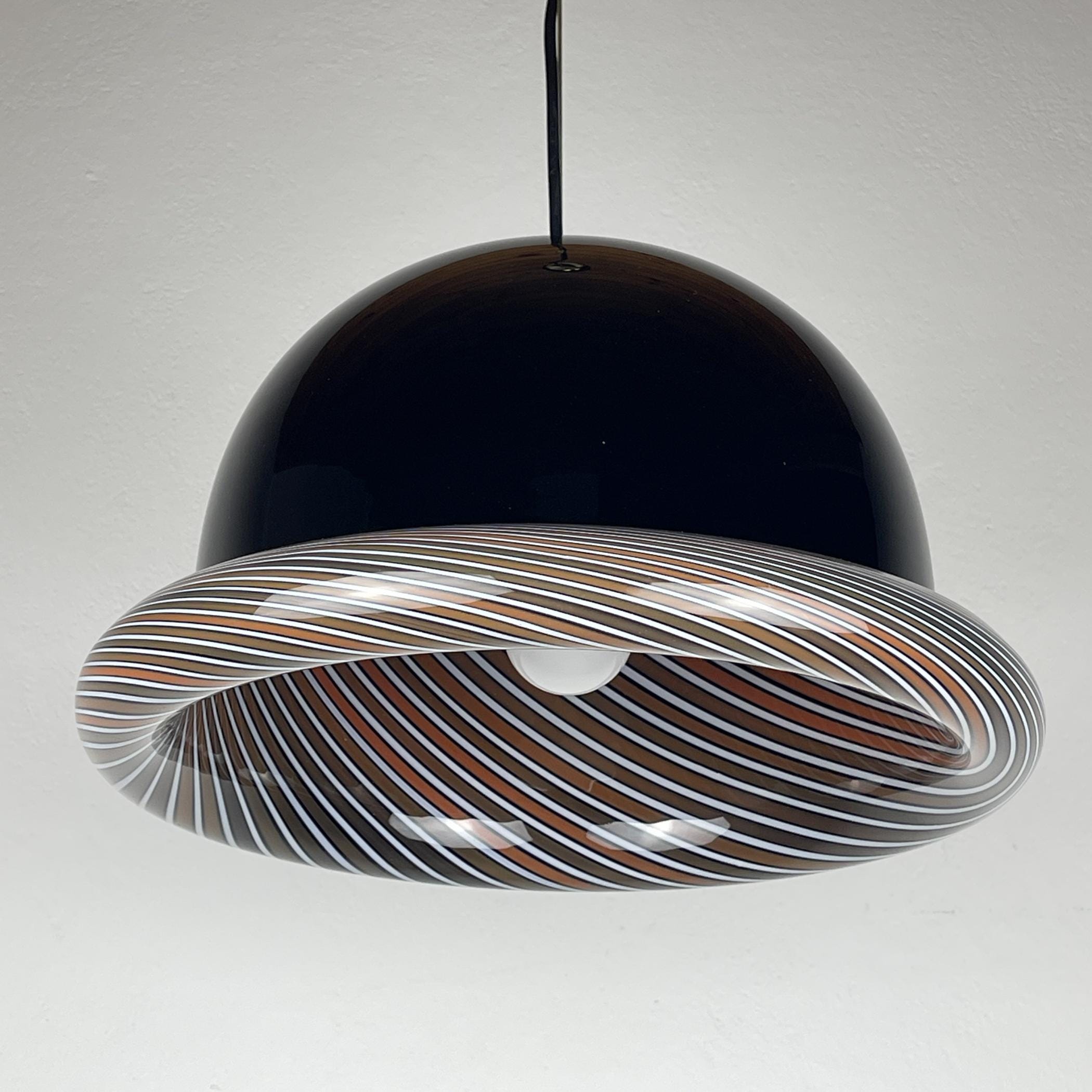 Vintage Murano black pendant lamp by Lino Tagliapietra for VeArt, Italy 1960s