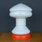 Vintage White Opaline Glass Table Lamp: Italian Mid-Century Modern Lighting