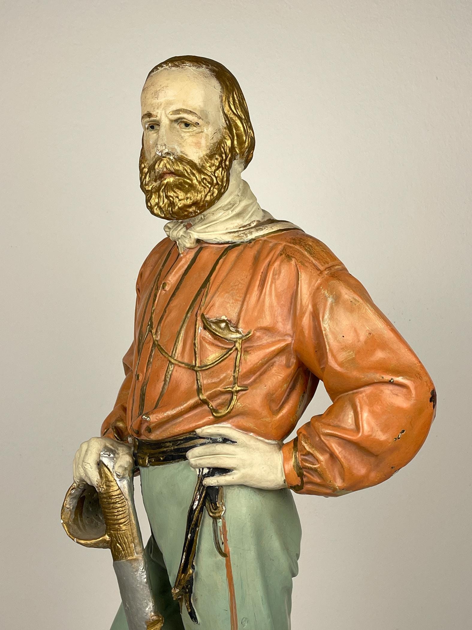 Large antique plaster sculpture Giuseppe Garibaldi, Italy, 1910-1920s