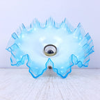 Vintage Italian Pendant Lamp: Blue & White Glass, Brass Accent, 1950s