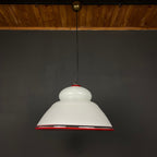White murano pendant lamp XL chandelier Italy 1970s Mid-century italian modern lighting