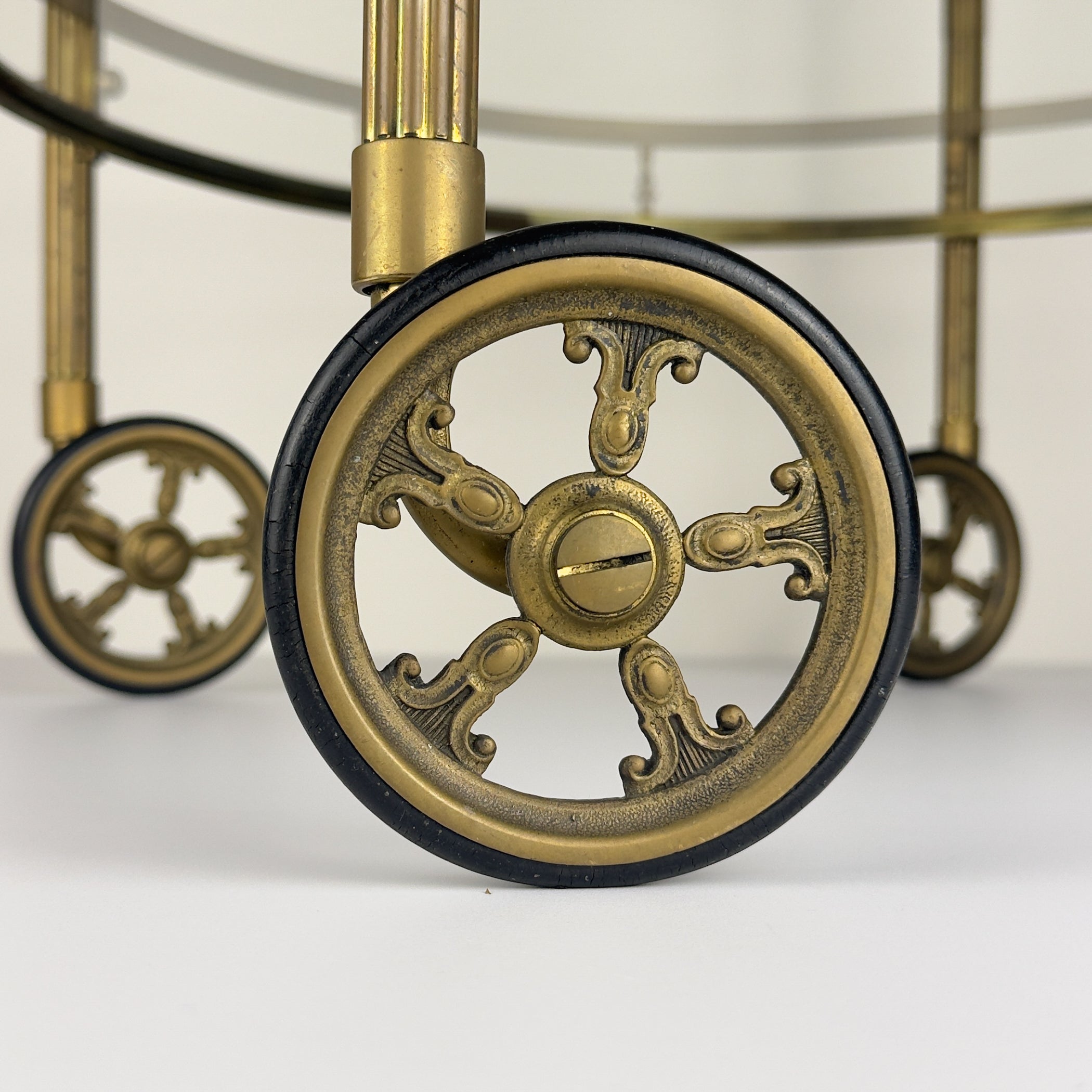 Vintage brass bar cart, France 1950s