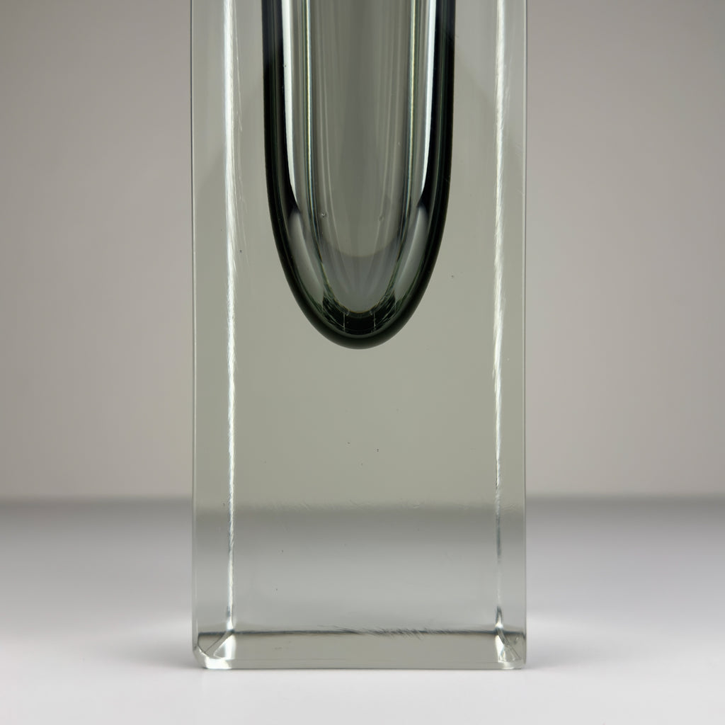Sommerso gray Murano glass vase, style Flavio Poli, Italy 1970s
