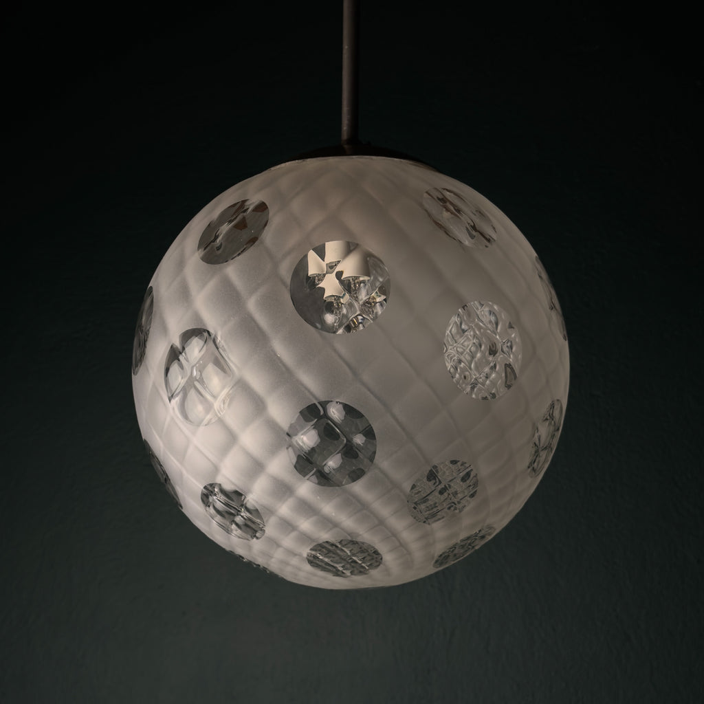Vintage murano sphere ball pendant lamp Italy 1950s, Mid-century italian lighting