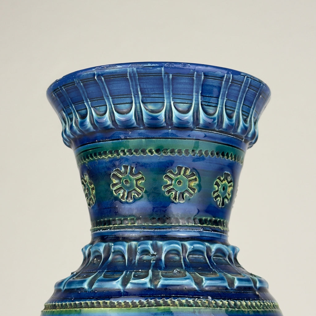 Vintage ceramic vase Rimini Blue, design Aldo Londi, Bitossi Italy 1970s
