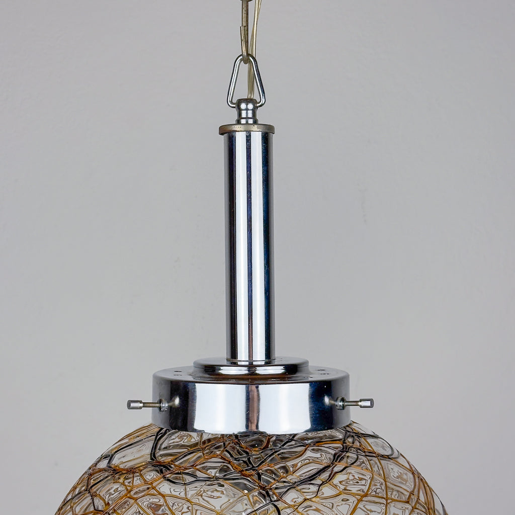 Vintage Murano sphere ball pendant lamp, Italy 1960s