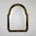 Vintage Venetian Chinoiserie Wall Mirror, Italy 1950s, Black and Gold Painted