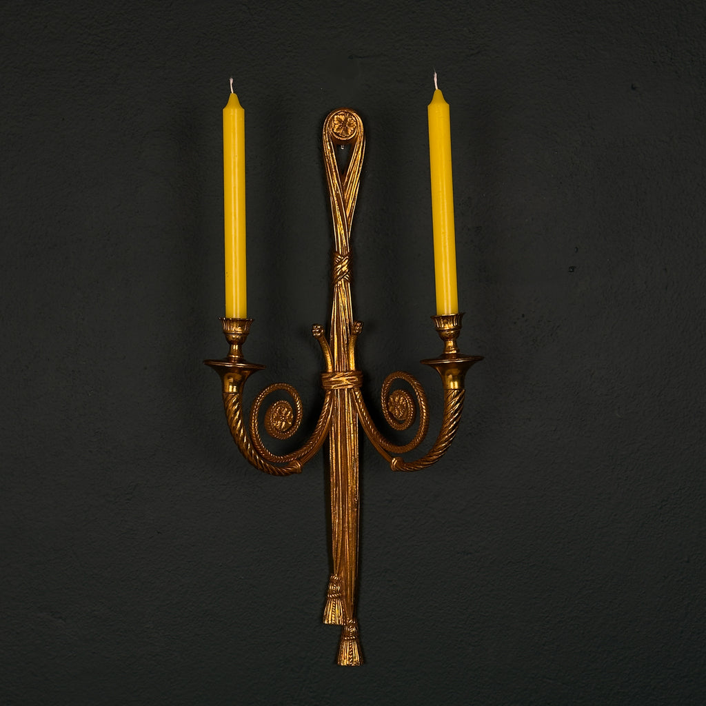 Large Bronze Wall Candle Sconce, France 1950s