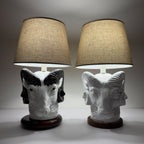 Vintage table lamps Ram Head, Italy 1970s Set of 2
