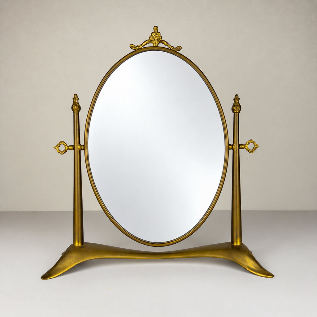Vintage tabletop vanity mirror from brass, Italy, 1950s