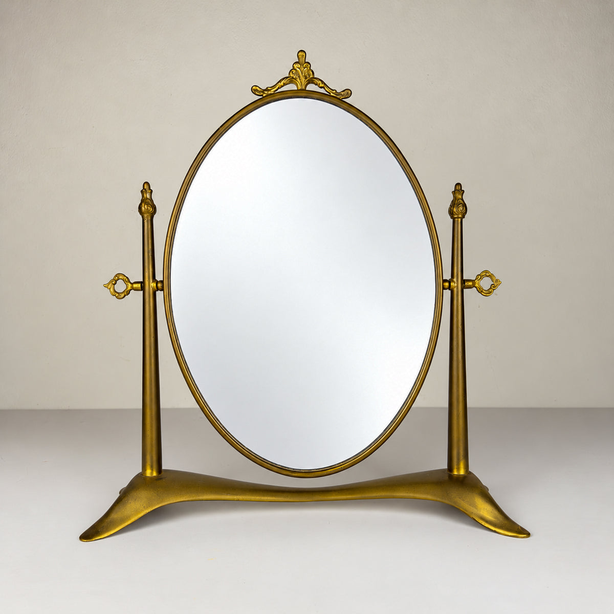 Vintage tabletop vanity mirror from brass, Italy, 1950s