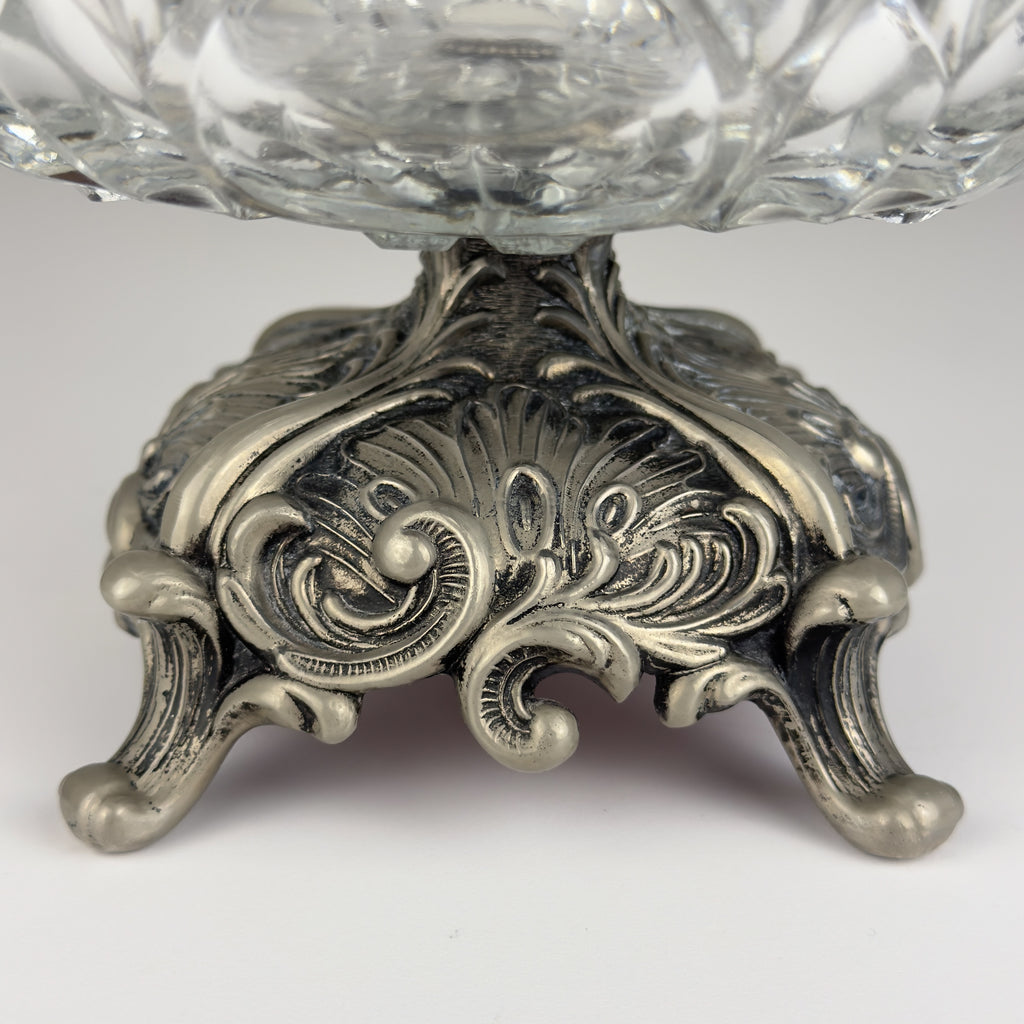 Vintage crystal glass bowl with metal base by Fadalti, Italy 1960s