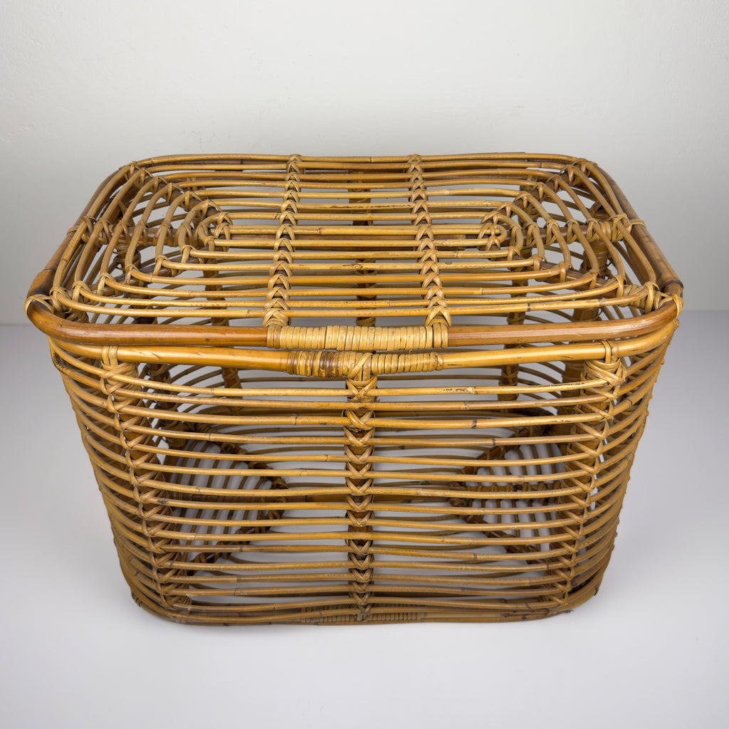 Vintage rattan basket, Italy 1960s