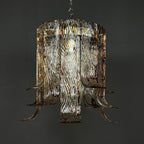 Vintage large murano chandelier by AV Mazzega Italy 1970s Mid-century italian lighting