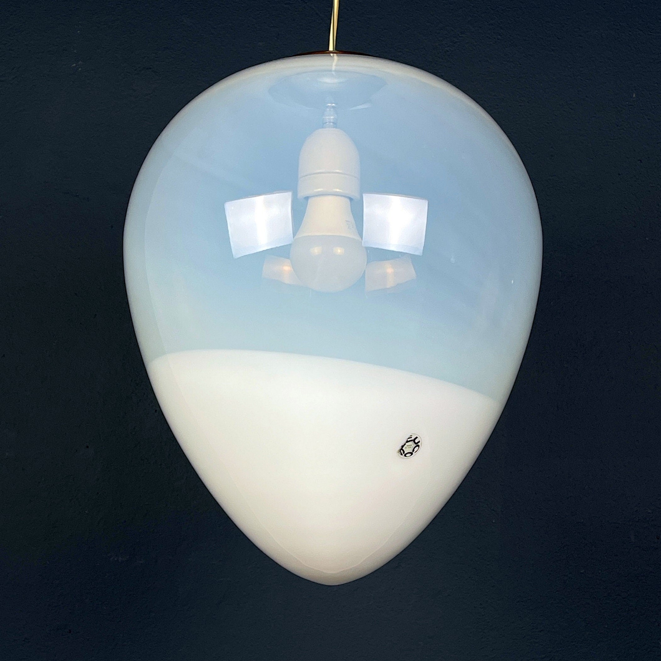 [Reserved, included shipping] Murano pendant lamp Egg by Leucos, Italy 1960s Mid-century italian modern lighting