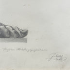 Antique pencil drawing Feet, artist F. Mucke, Austria 1802